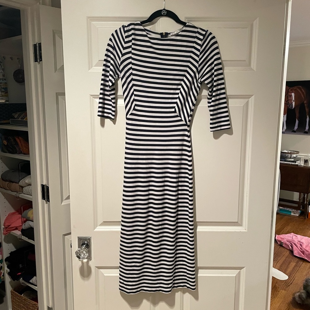Zara Black/White Striped Bodycon Dress - Size M